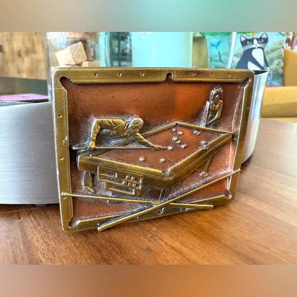 Vintage Bergamot Brassworks Pool Table Buckle